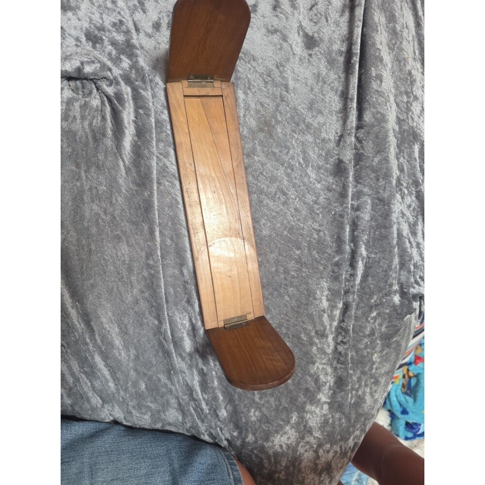 Antique foldable Wooden book shelf applique Handmade Book Holder Engraved - Picture 4 of 5